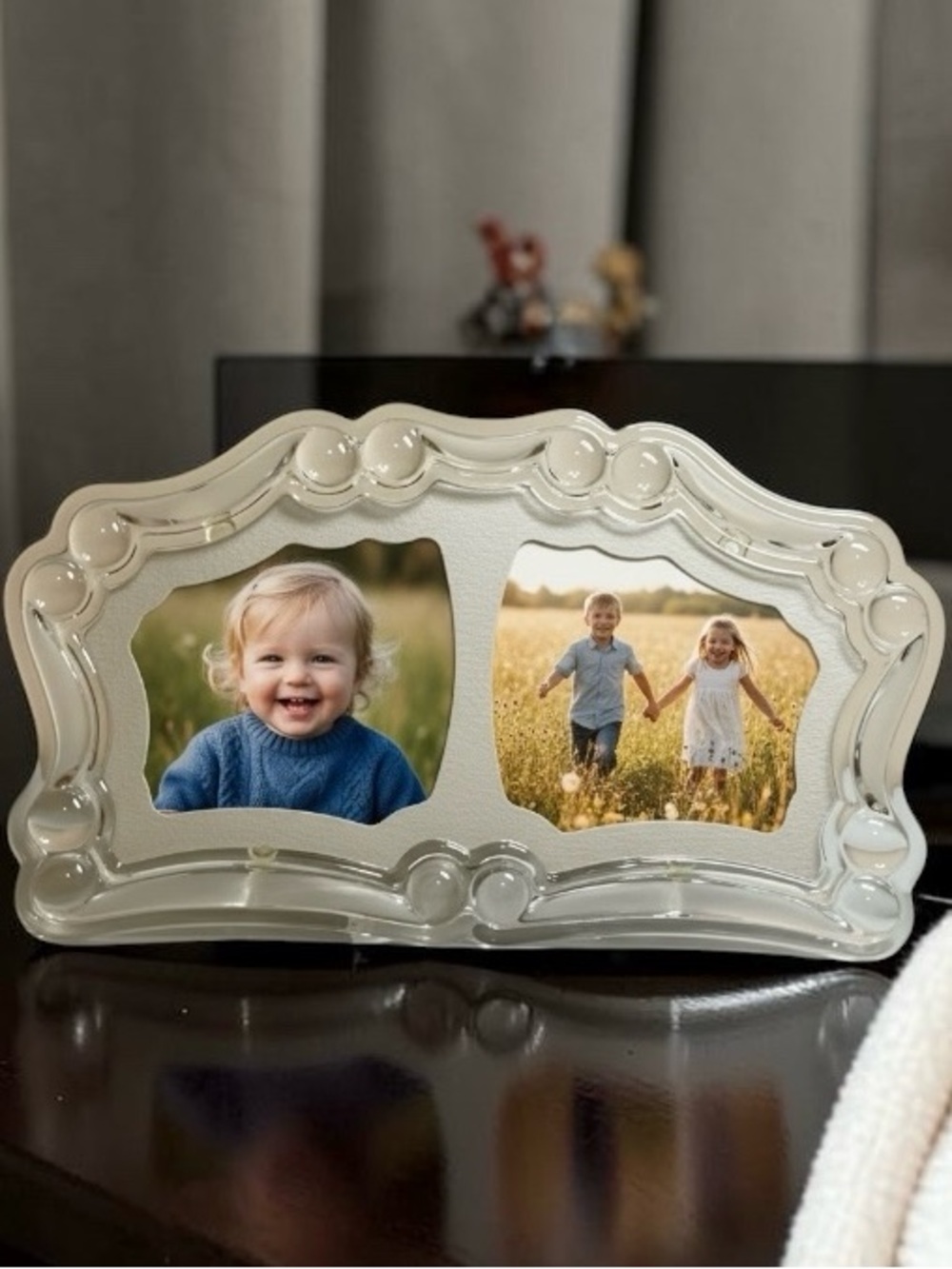 Vintage Mikasa Vista Satin Lead Crystal Double Picture Frame  1990’s